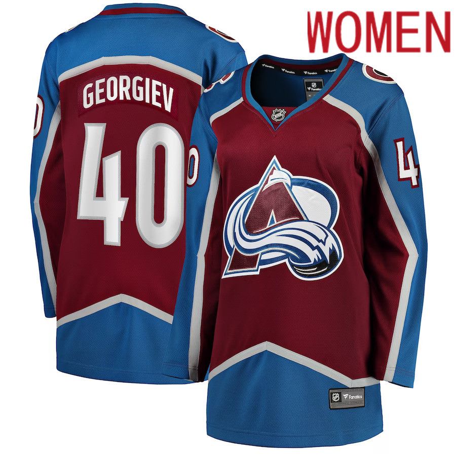 Women Colorado Avalanche 40 Alexandar Georgiev Fanatics Branded Burgundy Home Breakaway Player NHL Jersey